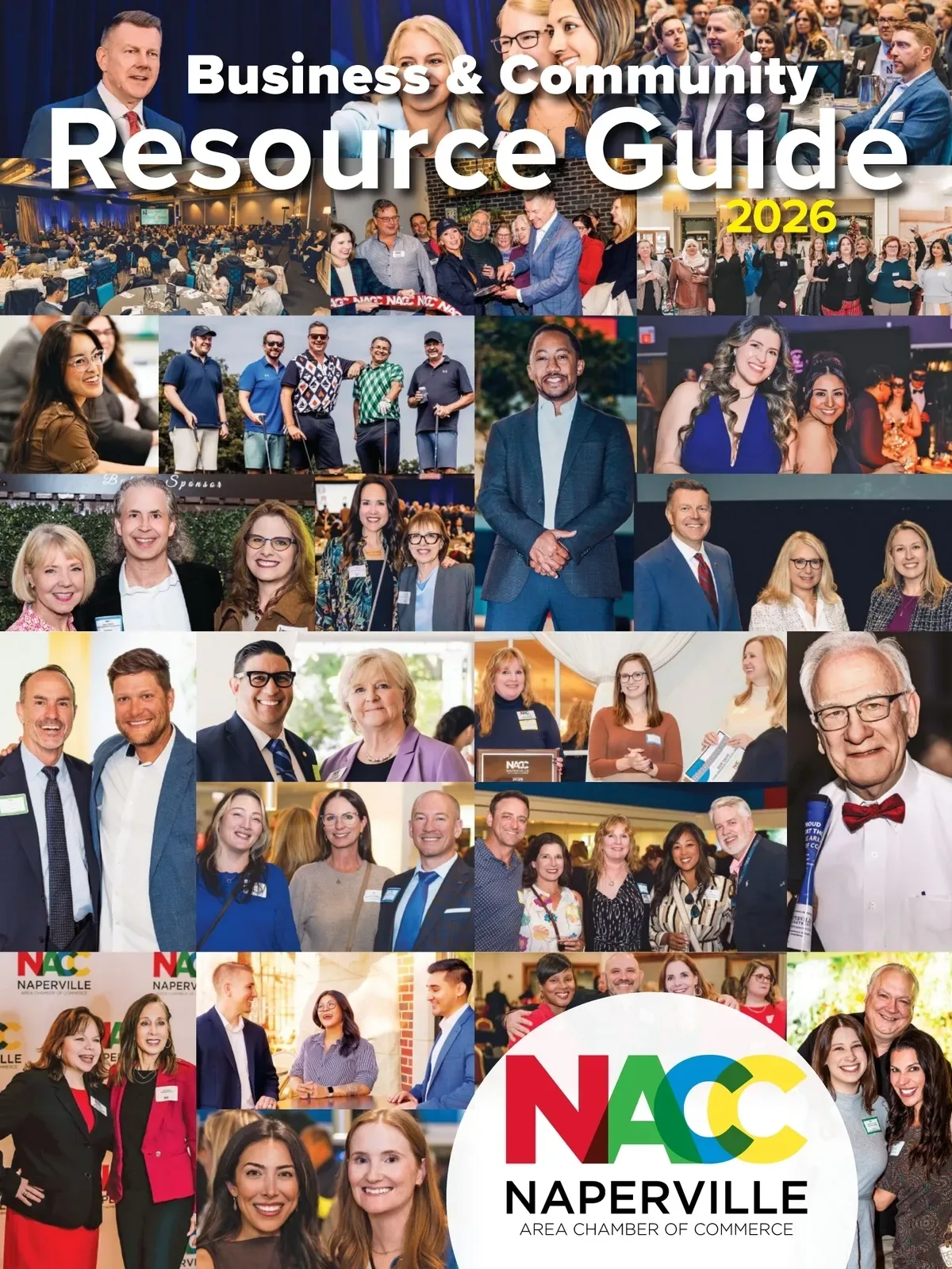 Guide cover: a grid of dozens of event photos of Chamber members under the guide's title.